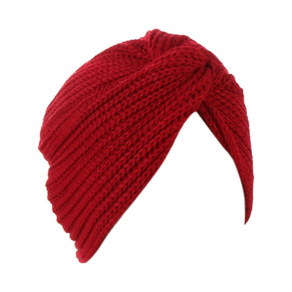 UDIYO Turban Hat Solid Color Bohemian Elastic Comfortable Acrylic Fiber Women Knitted Indian Head Wrap for Outdoor