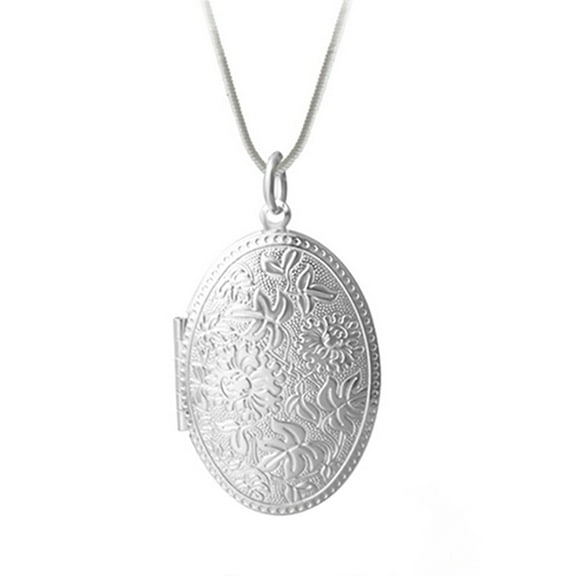 UDIYO Unisex Fashion Silver Plated Alloy Carving Locket Pendant Chain Necklace Jewelry
