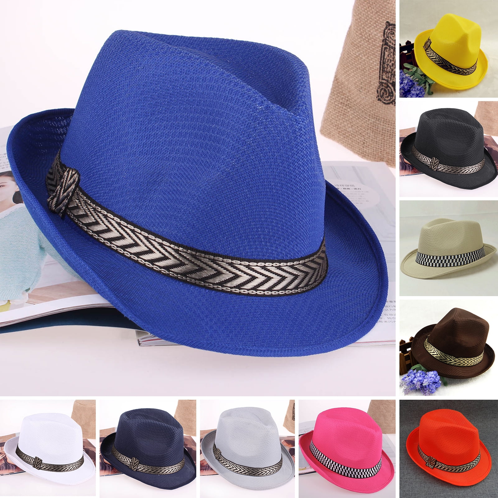 UDIYO Unisex Short Brim Fedora - Hats for Men & Women + Straw Fedora ...