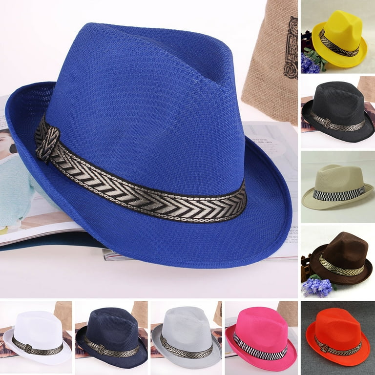 UDIYO Unisex Short Brim Fedora Hats for Men Women Straw