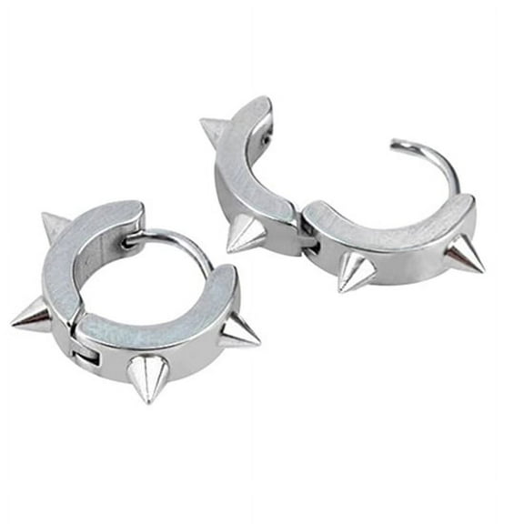 UDIYO Unisex Titanium Steel Punk Rivet Ear Studs Spike Hoop Huggie Piercing Earrings