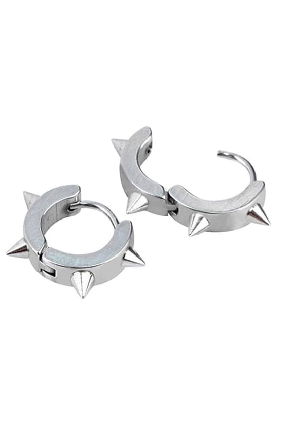 Unisex Titanium Steel Punk Rivet Ear Studs Spike Hoop Huggie Piercing Earrings