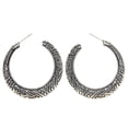thumbnail image 1 of UDIYO Vintage Women Silver Plated Carved Circle Dangle Ear Stud Earrings Jewelry Gift, 1 of 6