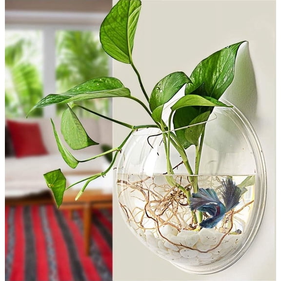 UDIYO Wall Fish Bubble Wall Hanging Bowl, Acrylic Flower Plant Pot Aquarium, Home Office Living Room Decor