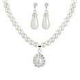 thumbnail image 1 of UDIYO Water Drop Faux Pearl Beaded Rhinestone Bridal Necklace Earrings Jewelry Set, 1 of 5