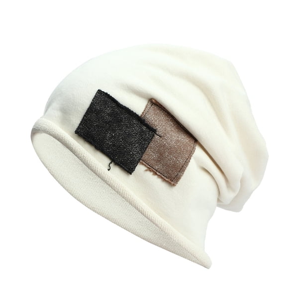 UDIYO Winter Beanie Color-block Hemming Design Stretchy No Brim Bonnet Cap Keep Warm Headwear Women Men Beanie Hat Head Wrapped Cap Clothing Accessories