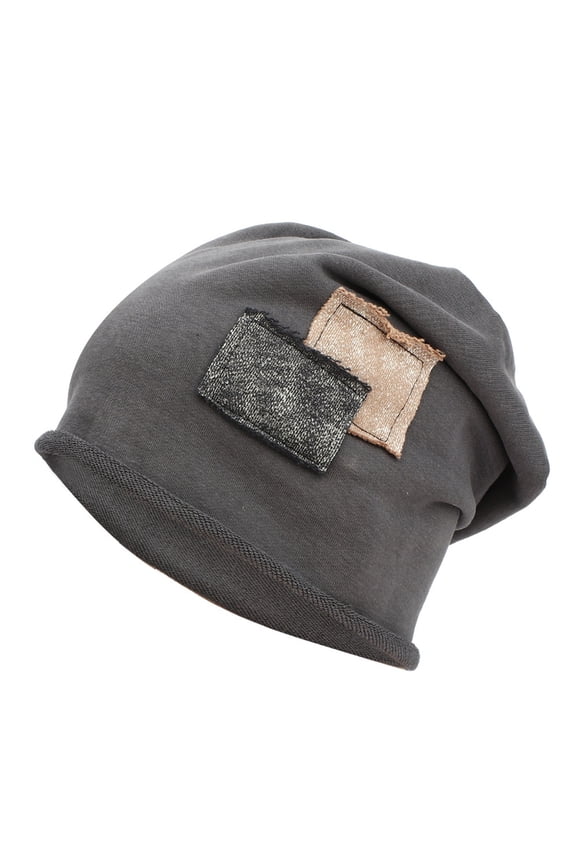 Winter Beanie Color-block Hemming Design Stretchy No Brim Bonnet Cap Keep Warm Headwear Women Men Beanie Hat Head Wrapped Cap Clothing Accessories