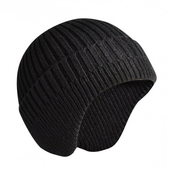 UDIYO Winter Beanie Soft No Brim Anti-shrink Knitting Solid Color Warm High Elasticity Unisex Thick Men Beanie for Shopping