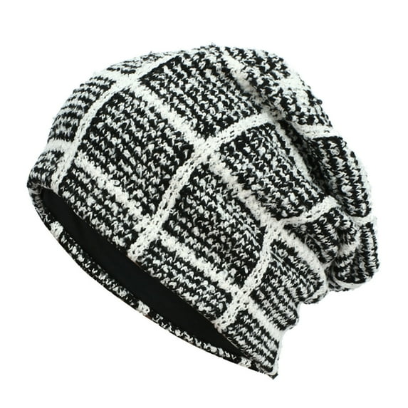 UDIYO Winter Beanie Unisex Anti-shrink Soft Breathable Decorative Protect Head Square Pattern High Elasticity Autumn Skull Beanies for Daily Wear