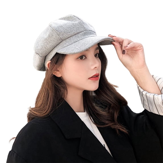 UDIYO Women Beret Retro Solid Color Casual Comfortable Breathable Keep Warm Thick Wool Spring Autumn Lady Octagonal Cap Painter Hat for Outdoor