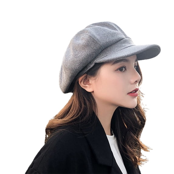 UDIYO Women Beret Retro Solid Color Casual Comfortable Breathable Keep Warm Thick Wool Spring Autumn Lady Octagonal Cap Painter Hat for Outdoor