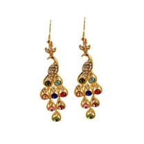 UDIYO Women Bohemian Retro Peacock Eardrop Pendant Rhinestone Big Dangle Drop Earrings
