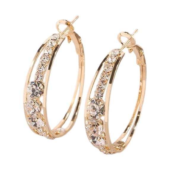 UDIYO Women Earrings Attractive Shiny Rhinestones Inlaid Hoop Earrings Piercing Jewelry for Party