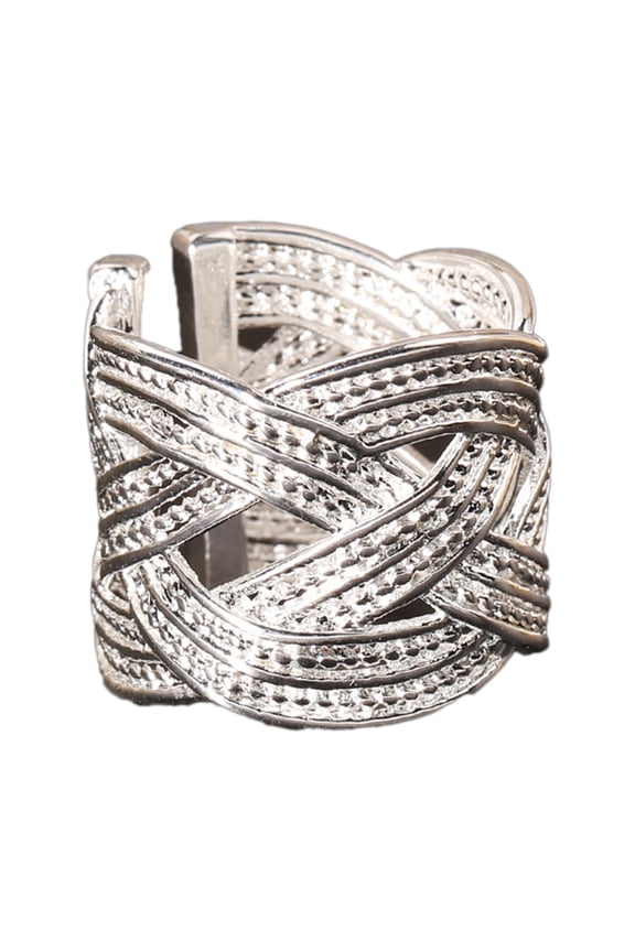 Women Fashion 925 Silver Plated Ethnic Style Opening Claw Mesh Finger Ring for Wedding Party