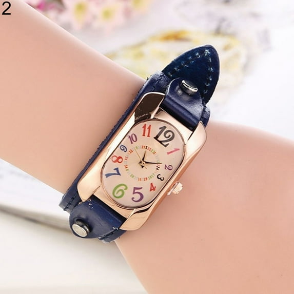 UDIYO Women Fashion Casual Faux Leather Strap Oblong Case Quartz Wrist Watch