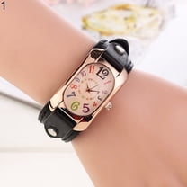 UDIYO Women Fashion Casual Faux Leather Strap Oblong Case Quartz Wrist Watch
