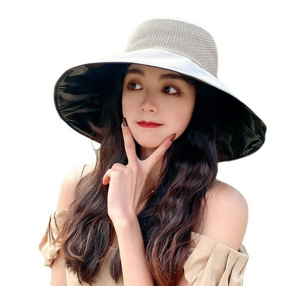 UDIYO Women Hat Solid Color Wide Brim Round Shape Hollow Out Super Breathable Sun Protection Heat Resistant Big Brim Soft Material Summer Cap for Outdoor
