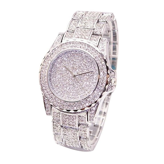 UDIYO Women Luxury Full Shiny Rhinestone Round Quartz Movement Wrist Watch Bracelet