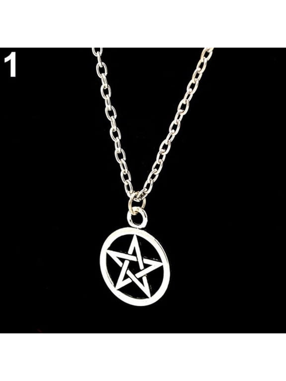 Women Men Round Hollow Star Pentagram Pendant Necklace Xmas Gift Cool Jewelry