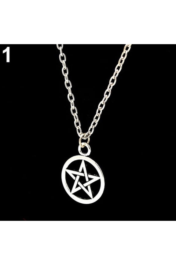 Women Men Round Hollow Star Pentagram Pendant Necklace Xmas Gift Cool Jewelry