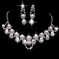 thumbnail image 1 of UDIYO Women Palace Style Rhinestone Faux Pearl Pendant Necklace Earrings Jewelry Set, 1 of 5