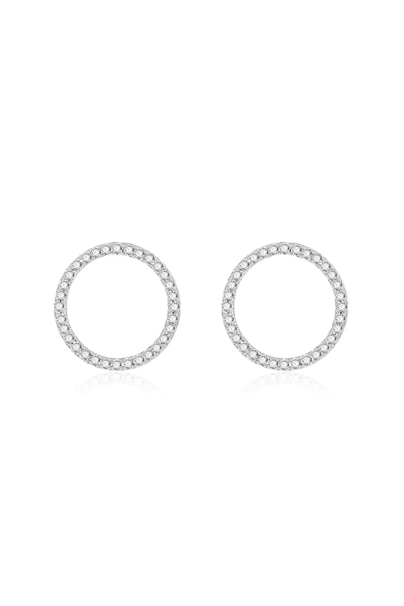 Women Simple Cubic Zirconia Geometric Heart Round Shape Ear Stud Jewelry Gift