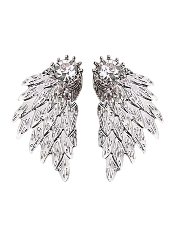 Women Vintage Angel Wings Rhinestone Ear Jacket Earrings Piercing Jewelry Gift