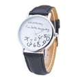 thumbnail image 1 of UDIYO Women Whatever Im Late Anyway Letter Round Dial Faux Leather Strap Quartz Watch, 1 of 7