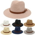 thumbnail image 1 of UDIYO Women Wide Brim Straw Panama Roll up Hat Fedora Beach Sun Hat UPF50+, 1 of 7