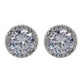 thumbnail image 1 of UDIYO Women\'s Fashion Round Zircon Inlaid Earrings Luxury Silver Tone Ear Stud Jewelry, 1 of 7