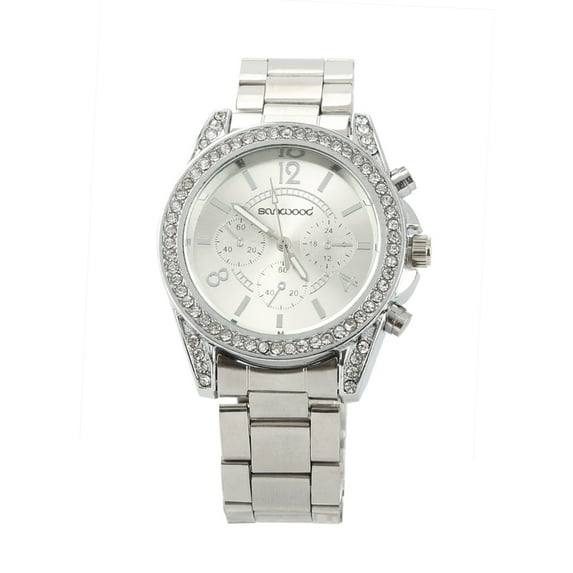 UDIYO Women\'s Fashion Shiny Rhinestone Stainless Steel Analog Quartz Wrist Watch