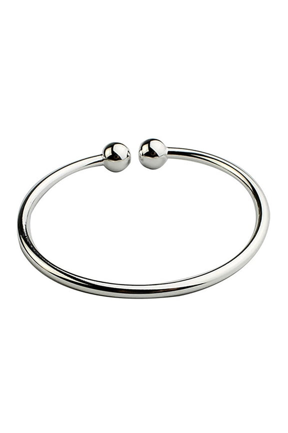 Women's Silver Plated Open Hand Cuff Bracelet Simple Beads Bangle