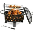 thumbnail image 1 of UDPATIO 2 in 1 Fire Pit with Grill for Outside Round 30 Inch Outdoor Wood Burning Firepit Large Steel Firepit with Swivel Cooking Grate Lid Poker, BBQ Grill for Backyard Bonfire Patio, 1 of 7