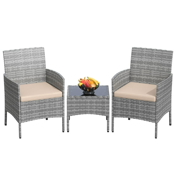 UDPATIO Furniture Set 3 Pieces Patio Rattan Wicker Chairs,Patio Porch Outdoor Furniture Set with Chairs,BE
