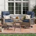 thumbnail image 1 of UDPATIO 3 Pieces Patio Furniture Set, Outdoor Swivel Gliders Rocker, Wicker Patio Bistro Set with Rattan Rocking Chair, Glass Top Side Table and Thickened Cushions for Porch Deck Backyard (Blue), 1 of 9
