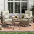 thumbnail image 1 of UDPATIO 3 Pieces Patio Furniture Set, Outdoor Swivel Gliders Rocker, Wicker Patio Bistro Set with Rattan Rocking Chair, Glass Top Side Table and Thickened Cushions for Porch Deck Backyard (Cream), 1 of 9
