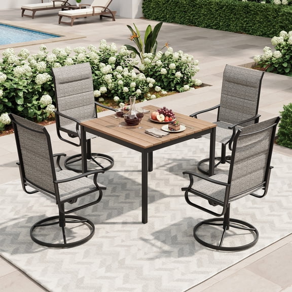 UDPATIO Outdoor Dining Chairs Set of 4, All Weather Swivel Patio Chairs, Outdoor Furniture for Backyard Deck, Light Grey