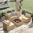 thumbnail image 1 of UDPATIO 5-Piece Wicker Modular Sectional Outdoor Conversation Sets with Glass Coffee Table, Yellow&Beige, 1 of 6
