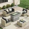 thumbnail image 1 of UDPATIO 5 Pieces Outdoor Patio Furniture Set with 44" Fire Pit Table, Outdoor Wicker Patio Conversation Set with Cushions for Backyard, Porch, Garden(Black), 1 of 6