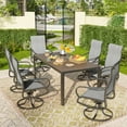 thumbnail image 1 of UDPATIO 7-Piece Outdoor Dining Set with High-Back Swivel Chairs & Iron Rectangle Table for 6-Person, Brown & Light Gray, 1 of 8