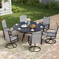 thumbnail image 1 of UDPATIO 7-Piece Outdoor Swivel Bistro Set, 360° Swivel Patio Chairs with 51" Round Metal Table with Umbrella Hole, All Weather Dining Set for Backyard Balcony, Light Grey, 1 of 8