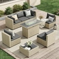 thumbnail image 1 of UDPATIO 7 Pieces Outdoor Patio Furniture Set with 44" Fire Pit Table, Outdoor Wicker Patio Conversation Set with Cushions for Backyard, Porch, Garden(Dark Gray), 1 of 6