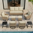 thumbnail image 1 of UDPATIO 9 Pieces Outdoor Conversation Set, All-Weather Wicker Rattan Outdoor Sectional Sofa Set with Ottoman and Swivel Chairs for Poolside, Backyard，Yellow Brown Wicker Beige Cushions, 1 of 7