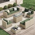 thumbnail image 1 of UDPATIO 9 Pieces Outdoor Patio Furniture Set with 44" Fire Pit Table, Outdoor Wicker Patio Conversation Set with Cushions for Backyard, Porch, Garden(Green), 1 of 7
