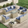 thumbnail image 1 of UDPATIO 9 Pieces Outdoor Patio Furniture Set with 44" Fire Pit Table, Outdoor Wicker Patio Conversation Set with Cushions for Backyard, Porch, Garden(Navy Blue), 1 of 7