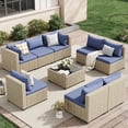 thumbnail image 1 of UDPATIO 9 Pieces Outdoor Patio Furniture Set, Outdoor Wicker Patio Conversation Set with Cushions for Backyard, Porch, Garden(Haze Blue), 1 of 9