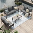 thumbnail image 1 of UDPATIO Aluminum Patio Furniture Set, Contemporary Outdoor Couch Set, Aluminum Patio Conversation Set, Gray, 1 of 10