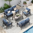 thumbnail image 1 of UDPATIO Aluminum Patio Furniture Set, Contemporary Outdoor Couch Set, Aluminum Patio Conversation Set, Blue, 1 of 10