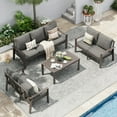 thumbnail image 1 of UDPATIO Aluminum Patio Furniture Set, Contemporary Outdoor Couch Set, Aluminum Patio Conversation Set, Gray, 1 of 10