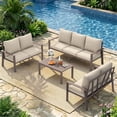 thumbnail image 1 of UDPATIO Aluminum Patio Furniture Set, Contemporary Outdoor Couch Set, Aluminum Patio Conversation Set, Beige, 1 of 11